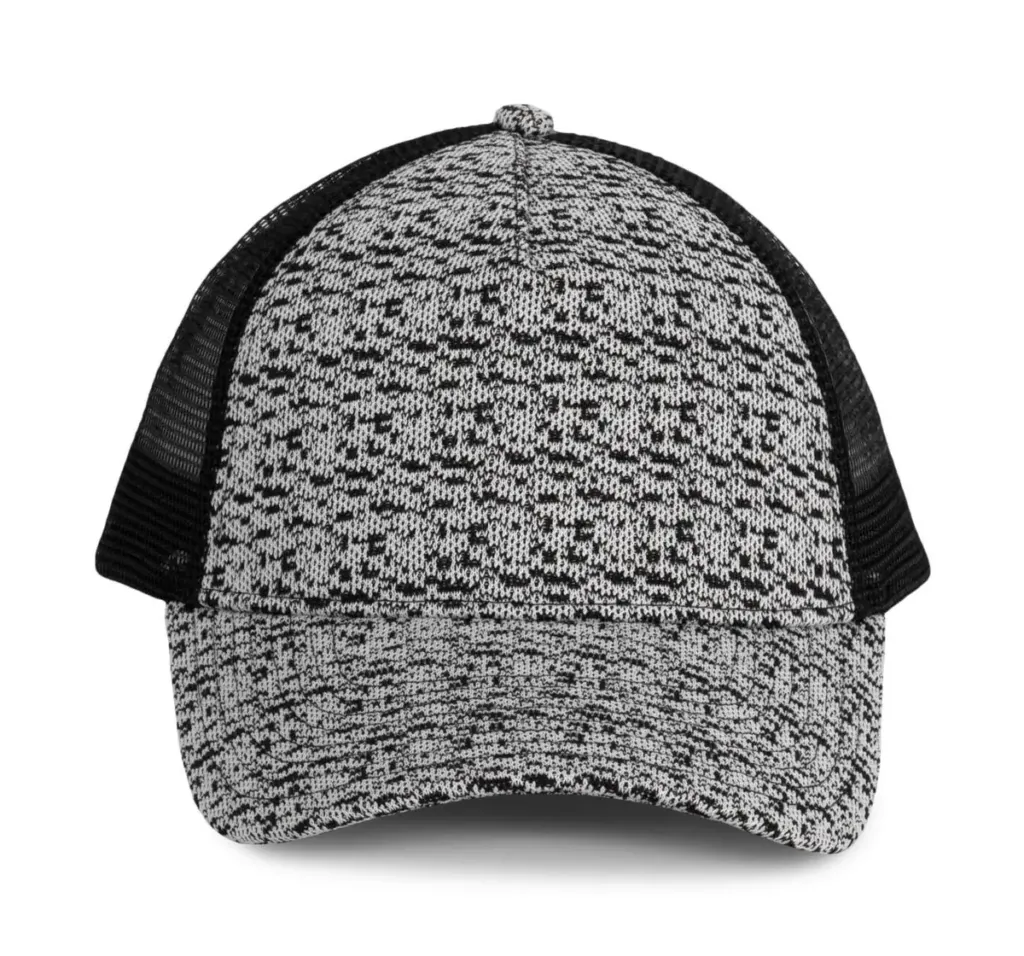K-Up Trucker Cap - 5 Panels KP171 in White&Black Heather/Black
