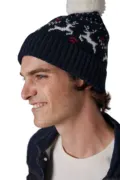 K-Up Winter Beanie With Reindeer Design KP512 worn by a model, photo 2