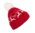 K-Up Winter Beanie With Reindeer Design KP512 in Cherry Red/Natural