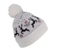 K-Up Winter Beanie With Reindeer Design KP512 in Natural/Night Navy