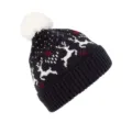 K-Up Winter Beanie With Reindeer Design KP512 in Night Navy/Natural