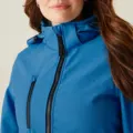 Regatta Women's Venturer 3 Layer Hooded Printable Softshell Jacket RETRA702 worn by a model, photo 4