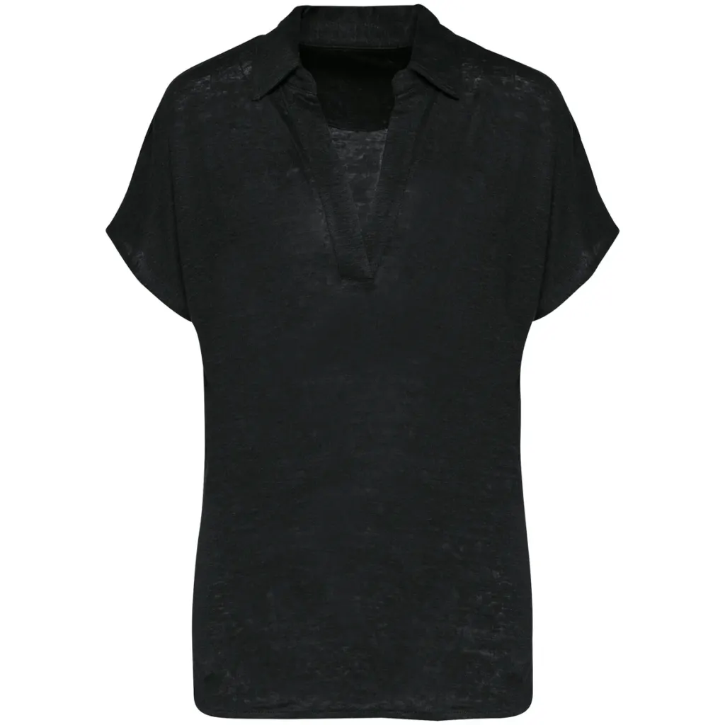 Spasso Ladies’ Linen Polo Shirt SP221 in Black