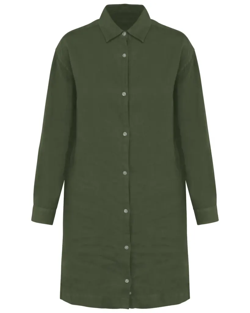 Spasso Ladies' Linen Dress Shirt SP5008 in Organic Khaki