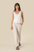 Spasso Ladie's Linen Trousers SP712 worn by a model, photo 3