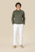 Spasso Eco-Friendly Men's Linen Washed Effect Trousers SP732 worn by a model