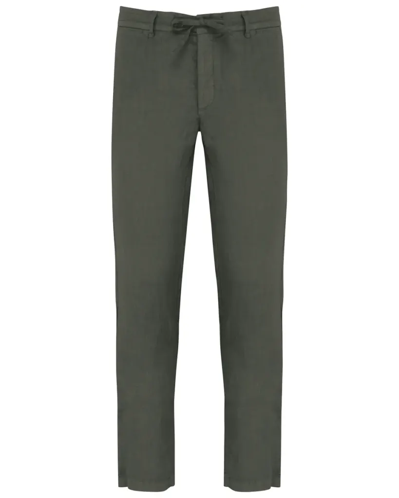 Spasso Eco-Friendly Men's Linen Washed Effect Trousers SP732 in Washed Organic Khaki