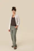 Spasso Eco-Friendly Ladies' Linen Washed Effect Trousers SP733 worn by a model