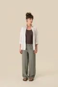 Spasso Eco-Friendly Ladies' Linen Washed Effect Trousers SP733 worn by a model, photo 2