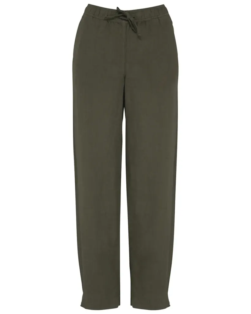Spasso Eco-Friendly Ladies' Linen Washed Effect Trousers SP733 in Washed Organic Khaki