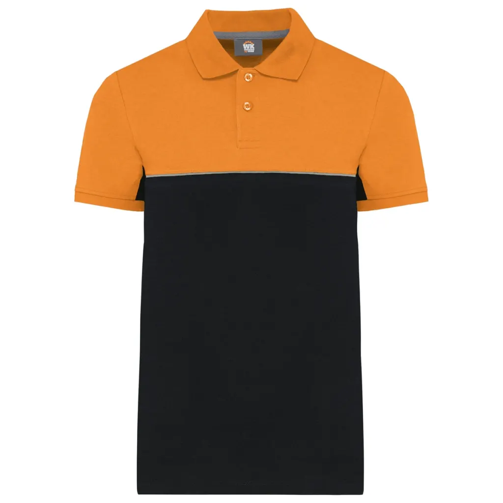Designed To Work Unisex Eco-Friendly Two-Tone Short Sleeve Polo Shirt WK210 in Black/Dark Grey
