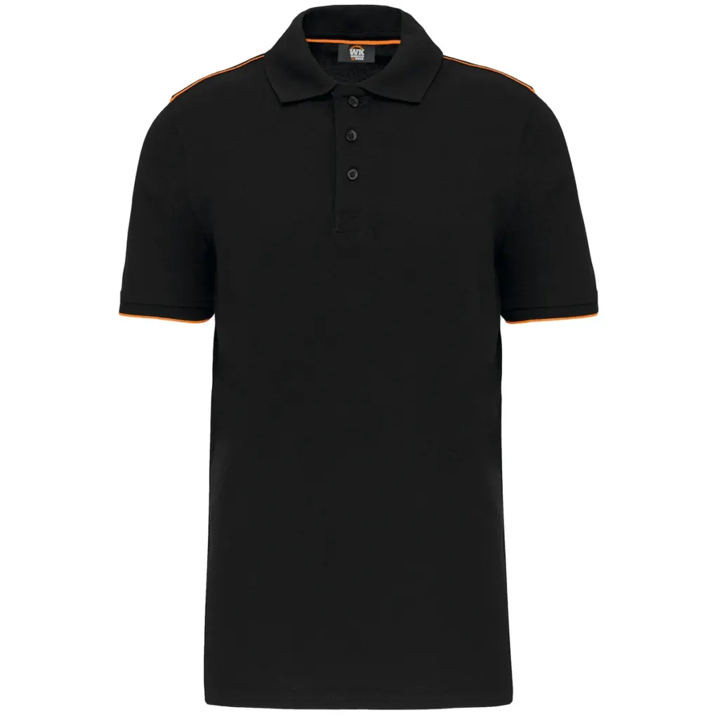 Designed To Work Men's Short-Sleeved Contrasting Daytoday Polo Shirt WK270 in Black/Silver