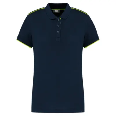 Designed To Work Ladies' Short-Sleeved Contrasting Daytoday Polo Shirt WK271 in Navy/Fluorescent Orange