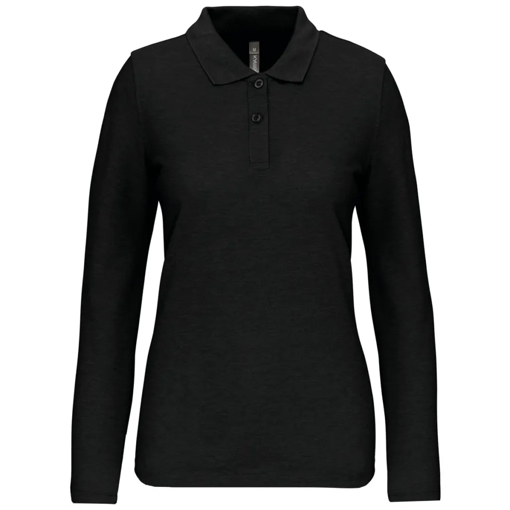 Designed To Work Ladies' Long-Sleeved Polo Shirt WK277 in Black