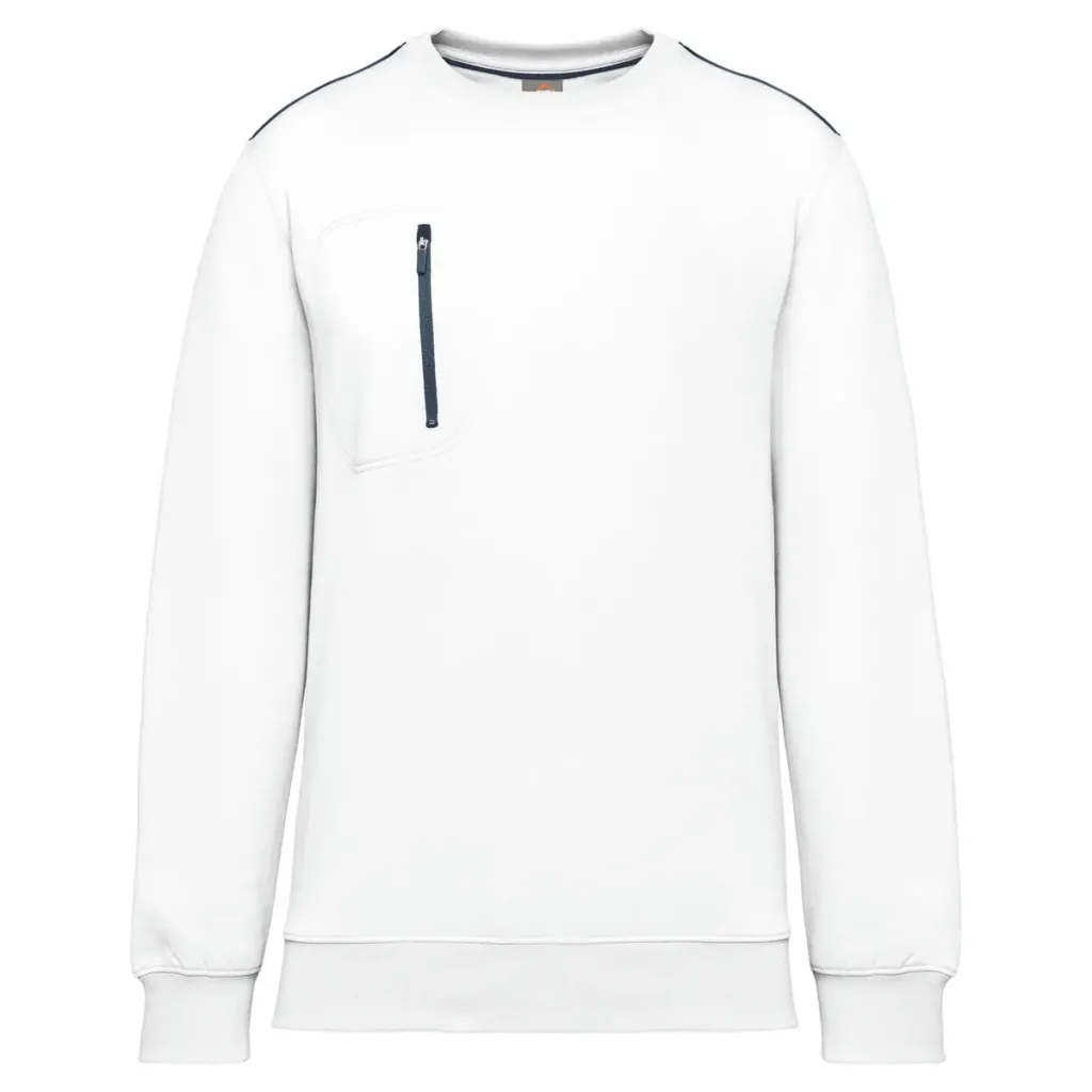 Designed To Work Unisex Daytoday Contrasting Pocket Sweatshirt WK403 in White/Navy